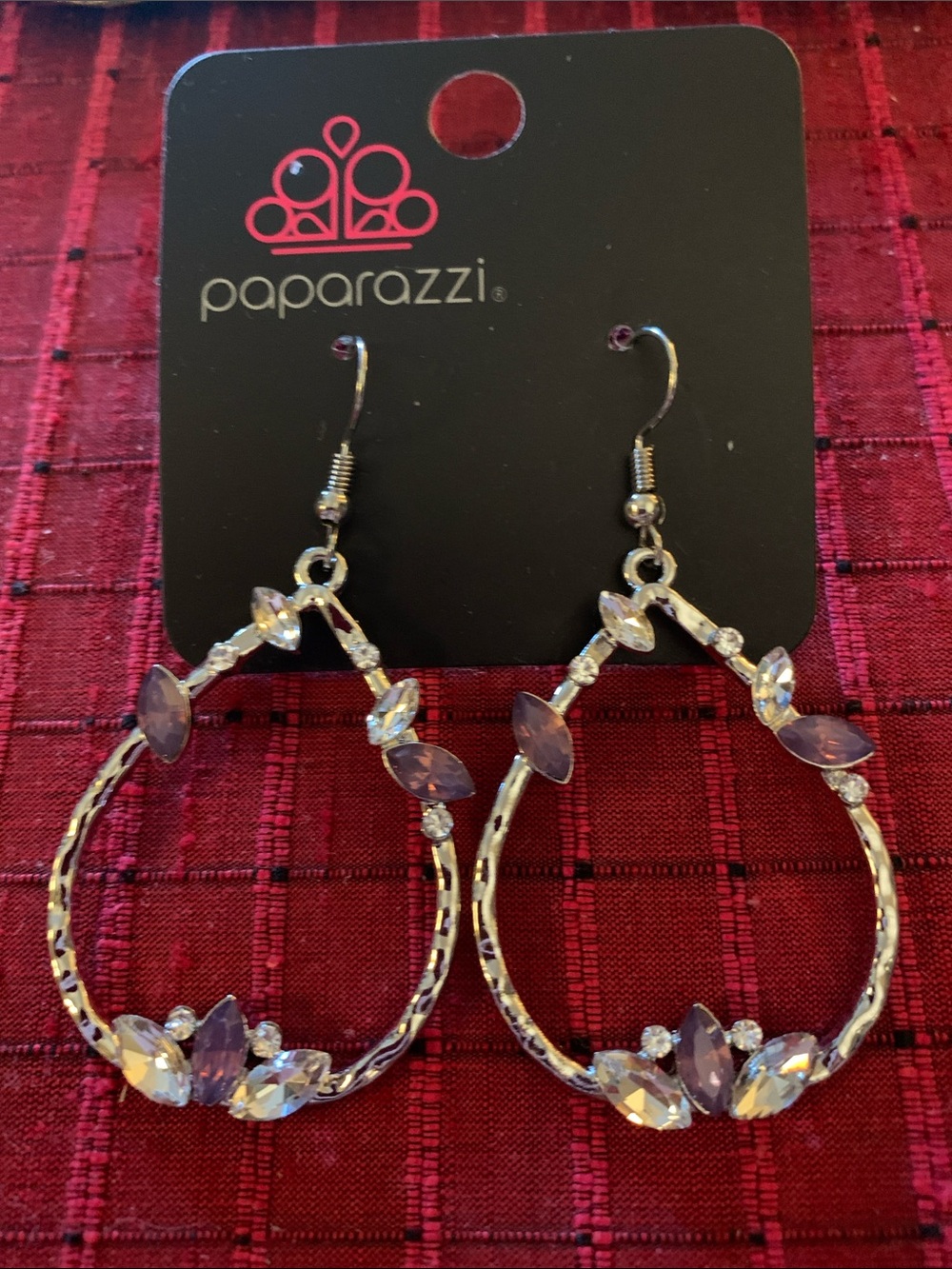 paparazzi Lavender Teardrop Crystal Hoop Earrings